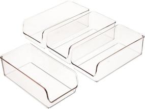 img 3 attached to 🍽️ iDesign Linus Clear Plastic Fridge and Freezer Storage Organizer Bin for Food, Drinks, Produce Organization - BPA-Free, Set of 2, 11" x 5.5" x 3.5