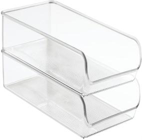 img 4 attached to 🍽️ iDesign Linus Clear Plastic Fridge and Freezer Storage Organizer Bin for Food, Drinks, Produce Organization - BPA-Free, Set of 2, 11" x 5.5" x 3.5