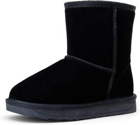 img 4 attached to 👢 Vepose Winter Snow Boots: Stylish Cow Suede Leather Warm Booties for Kids