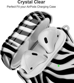 img 3 attached to Чехол Maxjoy с принтом зебры для AirPods, прозрачный - мягкий защитный ударопрочный чехол с брелоком - совместим с чехлами для беспроводной зарядки Apple AirPods 2 и 1 - для девушек, женщин и мужчин - тема зебры, прозрачный дизайн.