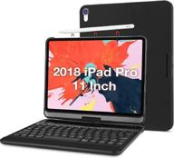 📱 procase ipad pro 11 keyboard case 2018 [old model] with apple pencil charging support, 360° rotation swivel cover case & wireless keyboard for apple ipad pro 11 inch 2018 release - black логотип