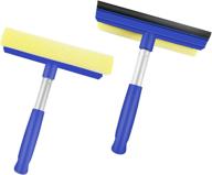 ittaho window squeegee cleaning tool - 2 pack: ideal for car windshields, bumpers, auto exterior, house showers, and glass doors - includes 8 inch aluminum pole logo