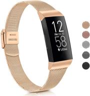 stylish stainless steel slim bands for fitbit charge 4 / charge 3 - rose gold, compatible for men & women with 4.7''-7.1'' wrists logo