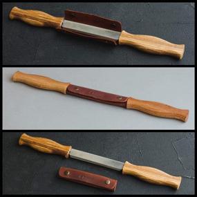 img 2 attached to 🪓 BeaverCraft Draw Knife DK1S-4,3&#34; Straight Shave Knife with Leather Sheath - Wood Carving Tools for Woodworking Hand Tool