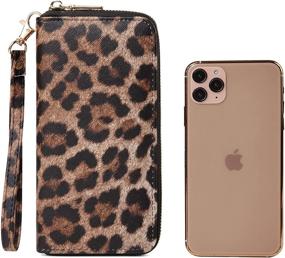 img 1 attached to 🐆 Stylish Fanwill Leopard Print Wallet for Women: Cheetah Wristlet Purse with Zip Around Card Holder in Brown
