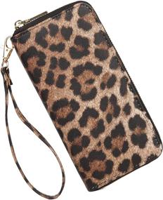 img 4 attached to 🐆 Stylish Fanwill Leopard Print Wallet for Women: Cheetah Wristlet Purse with Zip Around Card Holder in Brown