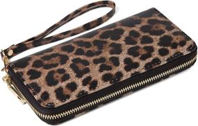 img 2 attached to 🐆 Stylish Fanwill Leopard Print Wallet for Women: Cheetah Wristlet Purse with Zip Around Card Holder in Brown