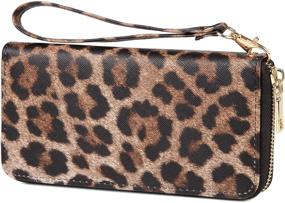 img 3 attached to 🐆 Stylish Fanwill Leopard Print Wallet for Women: Cheetah Wristlet Purse with Zip Around Card Holder in Brown