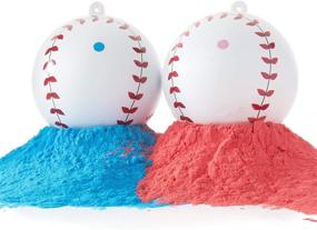 img 4 attached to 👶 Захватывающие Бейсбольные мячи для раскрытия пола ребенка - Зрелищный комплект для анонса на вечеринке по раскрытию пола (1 розовый мяч и 1 голубой мяч)
