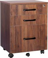 🗄️ yangbaga mobile file cabinets: 3 drawer wood filing cabinet for home office with lock on wheels - fully assembled, walnut logo