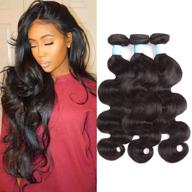 💁 bly brazilian virgin human hair body wave 3 bundles - 8a grade, 100% unprocessed weave extensions in natural color (22 24 26) - 300g total weight logo