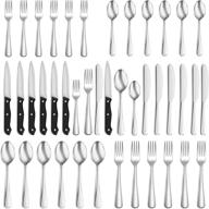 premium 36-piece silverware set: food-grade stainless steel flatware with steak knives - perfect for home, office, restaurant, hotel - dishwasher safe logo