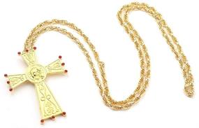 img 2 attached to 📿 Exquisite 18k Gold Plated Jeweled Jesus Crucifix Necklace - Stunning Virgin Mary Pectoral Cross Pendant with Zircons Crystals - Religious Christian Church & Orthodox Jewelry - Perfect Baptism Gift