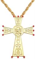 📿 exquisite 18k gold plated jeweled jesus crucifix necklace - stunning virgin mary pectoral cross pendant with zircons crystals - religious christian church & orthodox jewelry - perfect baptism gift logo