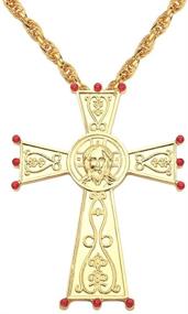 img 4 attached to 📿 Exquisite 18k Gold Plated Jeweled Jesus Crucifix Necklace - Stunning Virgin Mary Pectoral Cross Pendant with Zircons Crystals - Religious Christian Church & Orthodox Jewelry - Perfect Baptism Gift