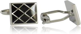 img 3 attached to 🔲 Манжетные пуговицы "Silver Enamel Checkerboard" от Cuff Daddy