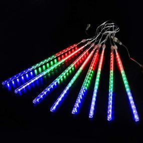 img 3 attached to Icicle Lights Falling Rain Lights, JJGoo 12inch 8 Tube 192 LEDs Christmas String Lights for Trees, Wedding, Valentine (Upgraded Version, Colorful)