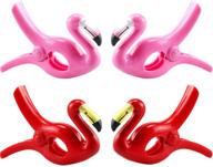 🏖️ dreecy 4-piece flamingo beach towel clips – flamingo chair holders – portable parrot towel holders for holiday poolside or patio use logo