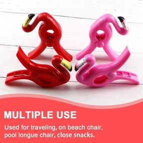 img 3 attached to 🏖️ Dreecy 4-Piece Flamingo Beach Towel Clips – Flamingo Chair Holders – Portable Parrot Towel Holders for Holiday Poolside or Patio Use