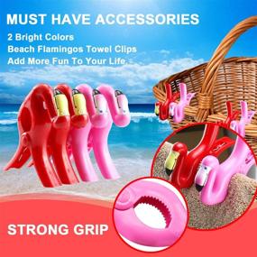 img 1 attached to 🏖️ Dreecy 4-Piece Flamingo Beach Towel Clips – Flamingo Chair Holders – Portable Parrot Towel Holders for Holiday Poolside or Patio Use