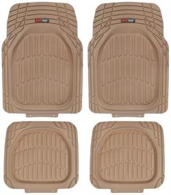 img 4 attached to Motor Trend MT-921-BG FlexTough Tortoise - Heavy Duty Rubber Floor Mats for Car SUV Van & Truck - All Weather Protection - Deep Dish (Beige Tan)