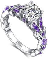 jeulia personalized sterling silver butterfly rings for women - purple amethyst bridal round cut wedding engagement eternity promise ring set (4.3 carat) logo