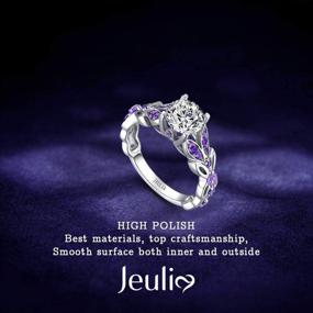 img 3 attached to Jeulia Personalized Sterling Silver Butterfly Rings for Women - Purple Amethyst Bridal Round Cut Wedding Engagement Eternity Promise Ring Set (4.3 Carat)