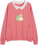 🐸 fashionable and comfy: kiekiecoo frog swearshirt graphic aesthetic oversize clothes cotton pullover feminino hoodies with pocket kawaii logo