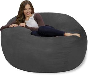 img 1 attached to 🪑 Chill Sack Bean Bag Chair - Giant 4' Memory Foam Furniture Bean Bag: Big Sofa with Soft Micro Fiber Cover in Charcoal - Ultimate Comfort and Style