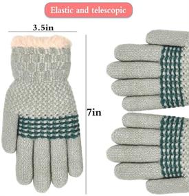 img 1 attached to 🧤 Boys Girls Winter Gloves - Kids Cozy Knit Thermal Cable Knitted Gloves with Wool Fleece Lining for Cold Weather