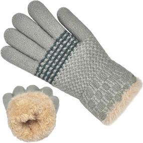 img 4 attached to 🧤 Boys Girls Winter Gloves - Kids Cozy Knit Thermal Cable Knitted Gloves with Wool Fleece Lining for Cold Weather