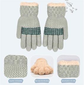 img 2 attached to 🧤 Boys Girls Winter Gloves - Kids Cozy Knit Thermal Cable Knitted Gloves with Wool Fleece Lining for Cold Weather