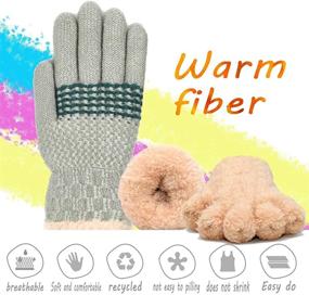 img 3 attached to 🧤 Boys Girls Winter Gloves - Kids Cozy Knit Thermal Cable Knitted Gloves with Wool Fleece Lining for Cold Weather