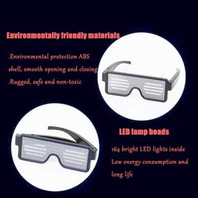 img 1 attached to 🕶️ AINSKO Fancy LED Light Glasses with Dynamic Flash Display Patterns - USB Rechargeable for Festivals, Parties, Raves, and More - Ideal for Costumes, Bars, Nightclubs and Wireless LED Display Glasses in Green