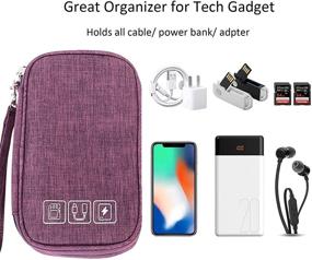img 1 attached to 🔌 Travel Cable Organizer Bag (2-Pack) - Portable Small Electronic Accessories Carry Case for Cables, Chargers, Earphones, USBs, SD Cards, Hard Drives - Includes 5 Cable Ties (Gray and Purple)