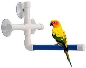 img 2 attached to 🐦 Bird Parrot Macaw African Greys Budgies Cockatoo Parakeet Cockatiel Conure Lovebirds - Suction Cup Shower Perch Stand Bath Toy