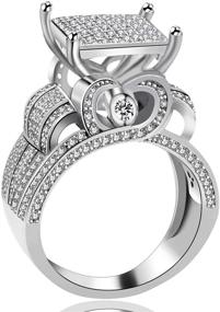 img 2 attached to Uloveido Silver Zirconia Wedding RA0221 8