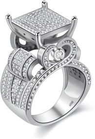 img 4 attached to Uloveido Silver Zirconia Wedding RA0221 8