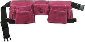 img 4 attached to Premium 8 Pocket Pink Suede Leather Tool Belt with 2” Webbing Belt and Leather Hammer Holders