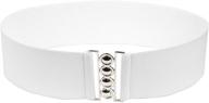 👗 modeway women's stretchy belt - 3" wide elastic waist cinch belt with silver buckle logo