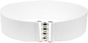 img 4 attached to 👗 Modeway Women's Stretchy Belt - 3" Wide Elastic Waist Cinch Belt with Silver Buckle