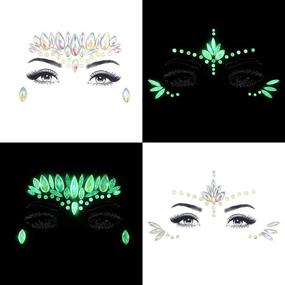 img 2 attached to Noctilucent Face Gems: Shine with Luminous Temporary Tattoo Stickers and Glittery Acrylic Crystals!