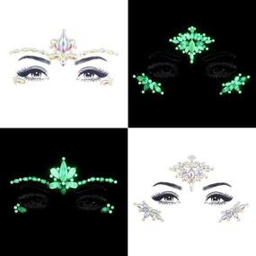 img 1 attached to Noctilucent Face Gems: Shine with Luminous Temporary Tattoo Stickers and Glittery Acrylic Crystals!