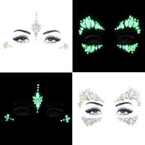 img 3 attached to Noctilucent Face Gems: Shine with Luminous Temporary Tattoo Stickers and Glittery Acrylic Crystals!