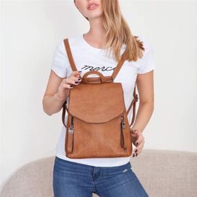img 2 attached to 🎒 JOSEKO Leather Backpack - Adjustable Women's Handbag & Wallet Combo - Fashionable Daypack
