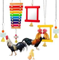 🐦 colorful wooden xylophone bird toy set with chicken coop mirrors and hanging parrot grindstone - perfect bird toys for chicks, parrots, and hens! logo