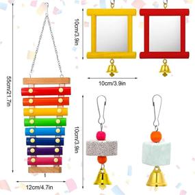 img 3 attached to 🐦 Colorful Wooden Xylophone Bird Toy Set with Chicken Coop Mirrors and Hanging Parrot Grindstone - Perfect Bird Toys for Chicks, Parrots, and Hens!