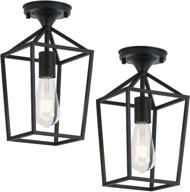 💡 industrial flush mount ceiling light: 2-pack black fixture for porch, hallway, stairway, garage, bedroom – e26 base, 6.7” logo