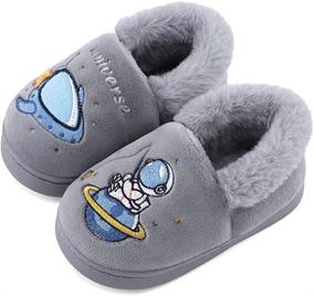 img 4 attached to 🏠 Durable Toddler Slippers Boys' Shoes: Fun Cartoon House Design for Extra Comfort