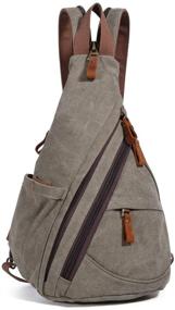 img 4 attached to 🎒 Versatile Canvas Sling Bag - Convenient Crossbody Backpack for Outdoor Adventures and Travel (6881-Olive Green)